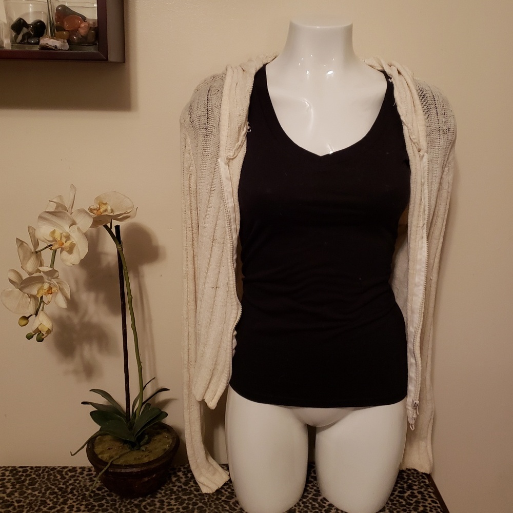 Zip Up Knit Hooded Sweater